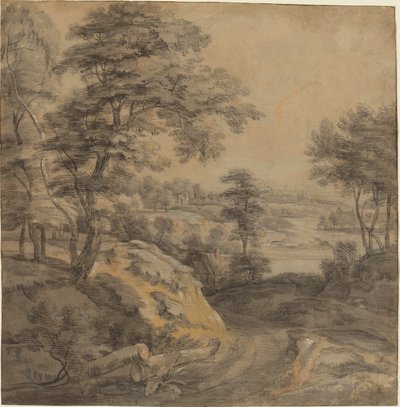Wooded Landscape with a Road by Lodewijk de Vadder