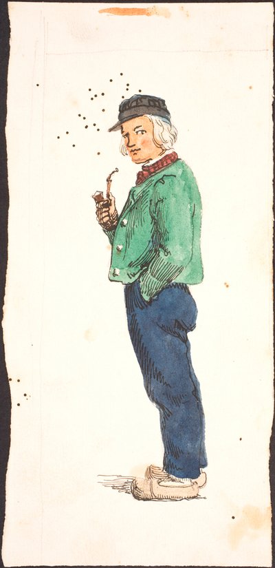 Man Smoking a Pipe in Clogs by Lorenz Frølich