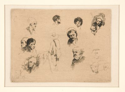 Various Sketches, heads by Louis Adolphe Hervier