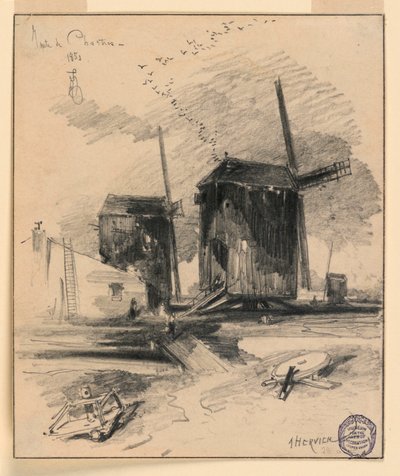Windmills by Louis Adolphe Hervier