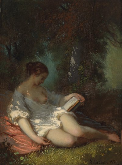 Reader in a Park Landscape by Louis Antoine Estachon