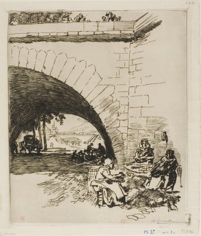 Woolcarders at Pont Marie by Louis Auguste Lepère
