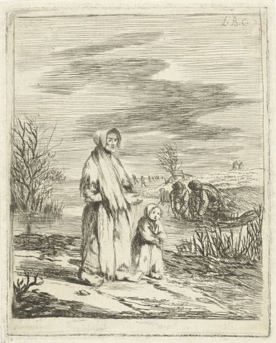Beggar Woman with Child by a Ditch by Louis Bernard Coclers