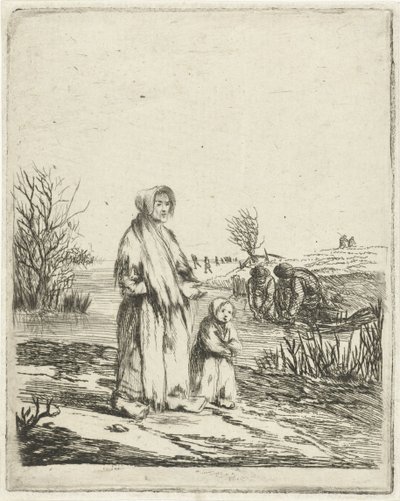 Beggar Woman with Child by a Ditch by Louis Bernard Coclers