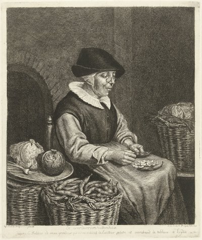 Old Woman Shelling Beans by Louis Bernard Coclers