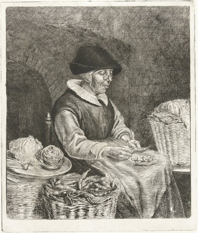 Old Woman Shelling Beans by Louis Bernard Coclers