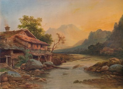 Swiss Mountain Village, 1831 by Louis Etienne Watelet