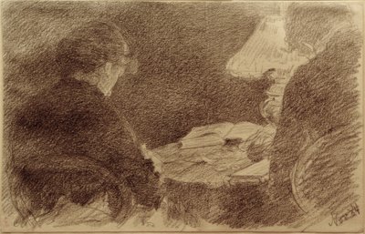 Mary and Emma Eysen under a Table Lamp by Louis Eysen