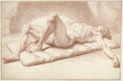 Male Nude, Lying on Back by Louis Fabritius Dubourg