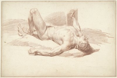 Male Nude, Lying on His Back by Louis Fabritius Dubourg