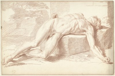 Male nude, lying on his back by Louis Fabritius Dubourg