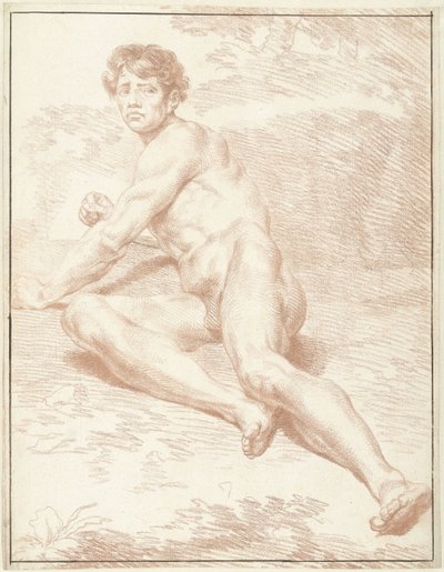 Male Nude, Lying, Rising Up by Louis Fabritius Dubourg