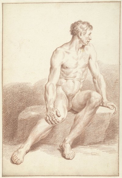 Male Nude, Sitting, Facing Right by Louis Fabritius Dubourg