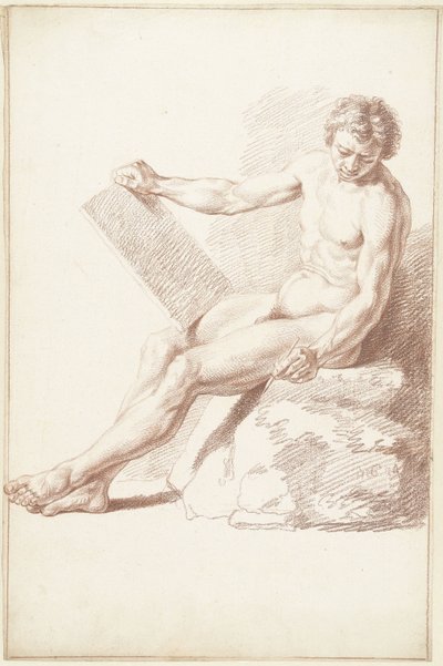 Seated Academy Nude, as Draftsman by Louis Fabritius Dubourg