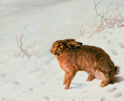 Hare in the Snow by Louis Ferdinand von Rayski