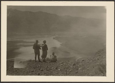 Figures at Desert Oasis by Louis Fleckenstein