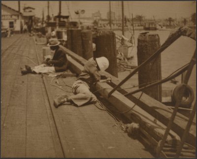 Men Seated on Dock by Louis Fleckenstein