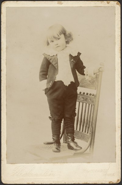 Portrait of Child Standing on Chair by Louis Fleckenstein