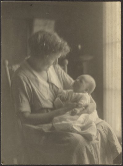 Woman and Child in Rocking Chair by Louis Fleckenstein