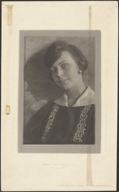 Woman in Dress with Squiggle Piping by Louis Fleckenstein