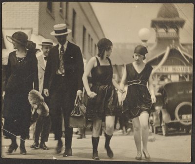 Women in Costumes on Street by Louis Fleckenstein