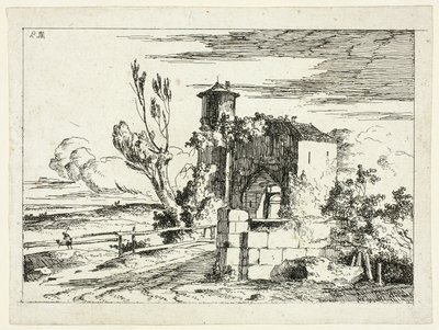 Landscape with Old Gateway by Louis Gabriel Moreau