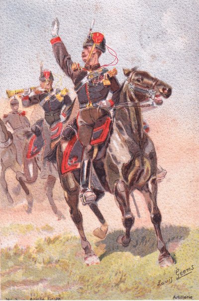 Artillery, Postcard, 1920s by Louis Geens