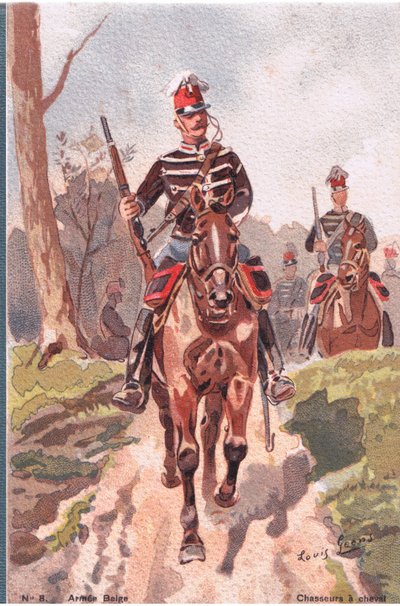Chasseurs A Cheval, Postcard, 1920s by Louis Geens