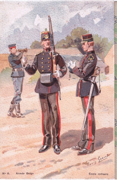 Military School, Postcard, 1920s by Louis Geens