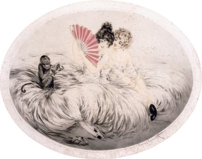 Behind the Fan by Louis Icart
