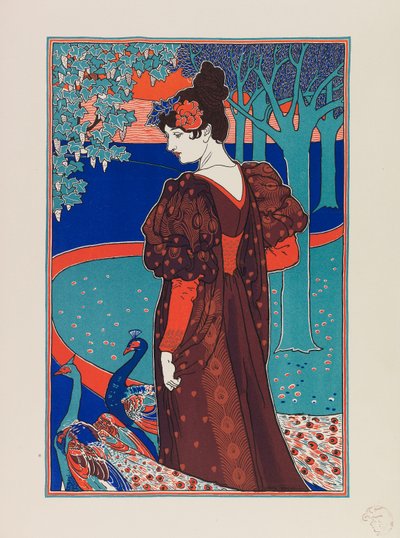 Woman with Peacocks by Louis John Rhead