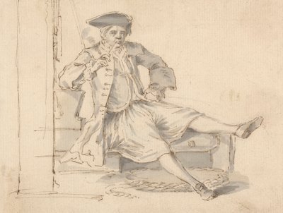 Naval Officer seated Smoking by Louis Philippe Boitard