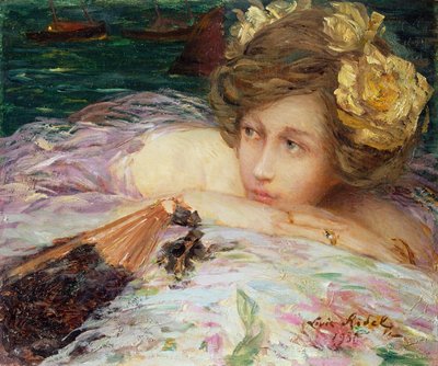 A Lady with her Fan by Louis Ridel