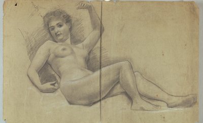 Study of Reclining Nude Figure by Louis Schaettle