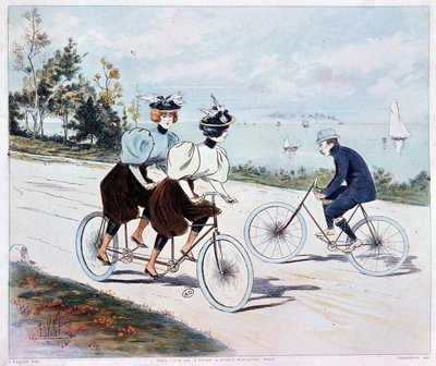 Tandem - drawing by L. Vallet by Louis Vallet