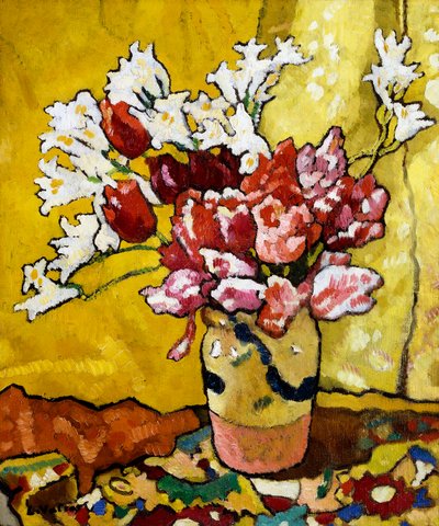 Vase, Tulips and White Flowers by Louis Valtat