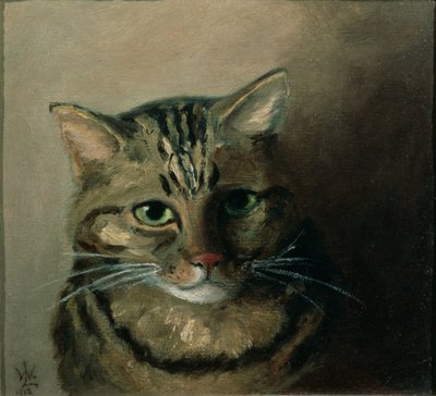 A Head Study of a Tabby Cat by Louis Wain