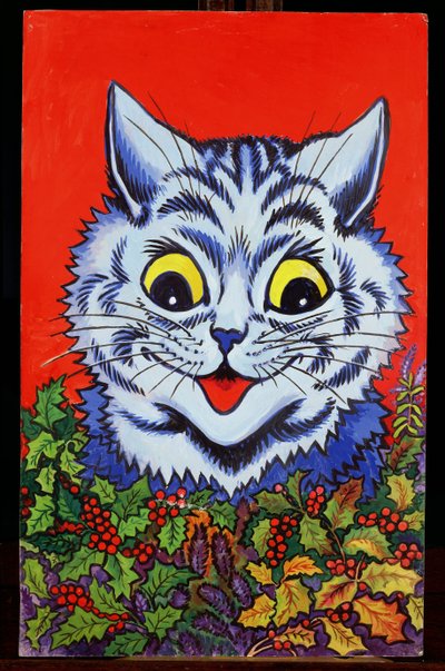 Cat in Holly by Louis Wain