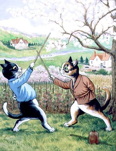 Cats Fencing by Louis Wain