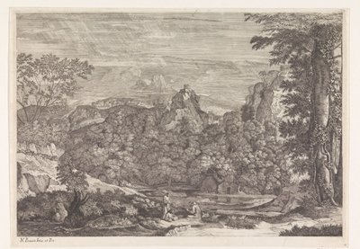 Landscape with Three Monks by Louis de Châtillon