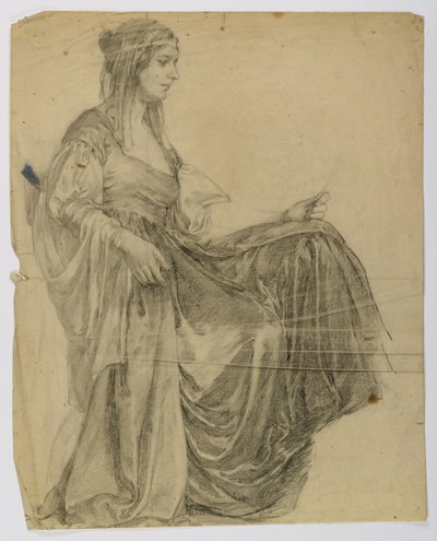 Untitled (Seated Draped Female Figure, Profile) by Louise Cox