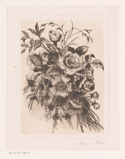 Flower Still Life with Roses and Anemones by Louise Elsen (attributed to)