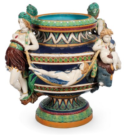 Large Minton Majolica Jardiniere, c.1870 by Ltd Mintons