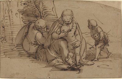 Holy Family with Infant Saint John by Luca Cambiaso