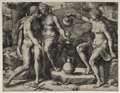 Lot and His Daughters by Lucas van Leyden