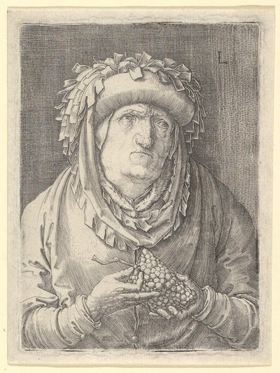 Old Woman With Grapes by Lucas van Leyden