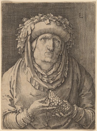 The Old Woman with Grapes by Lucas van Leyden