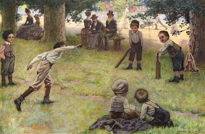 Boys Playing Cricket by Lucien Davis
