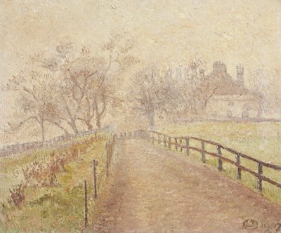 A Foggy Morning, Mortlake by Lucien Pissarro