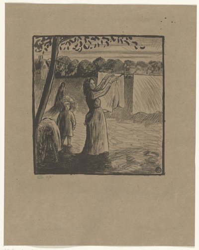 Hanging the Laundry by Lucien Pissarro